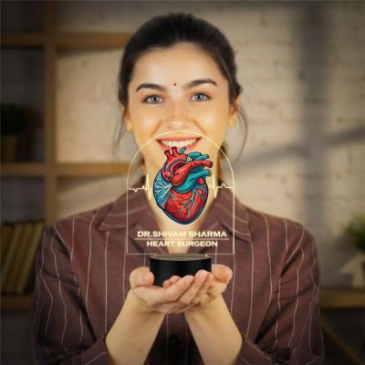 Personalized Heart Surgeon LED Lamp with Warm White Light Medical Student Room Decor Heart Surgeon Doctor Gift Doctor Clinic Desk Decor